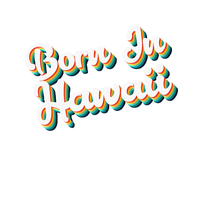 Born In Hawaii - 80_s Retro Style Typographic Design Tapestry