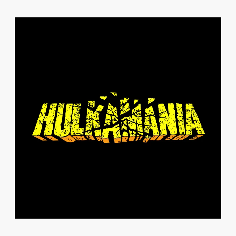 Retro Hulkamania Wrestling Logo with Cracked Yellow Text Throw Pillow