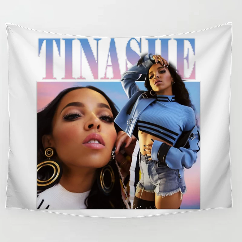 Stylish R&B Album Cover Featuring Modern Fashion and Glamour Portrait Tapestry