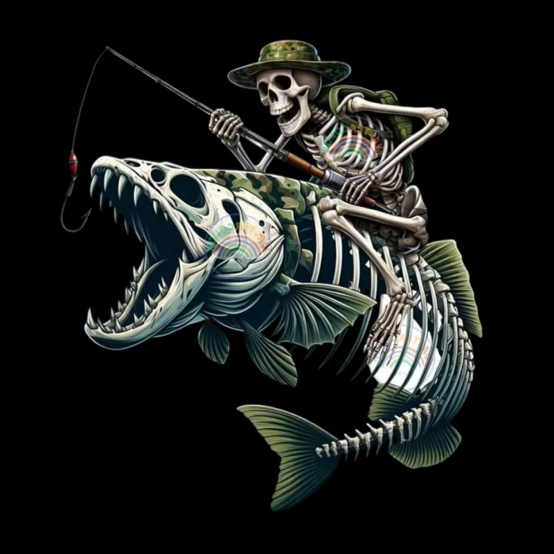 Skeleton Fishing in a Humorous Style Pin