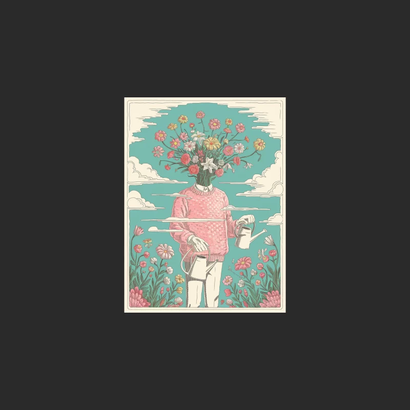 Whimsical Gardener: A Surreal Floral Fusion Baseball Cap