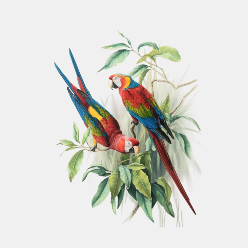 Vibrant Macaws: Tropical Wildlife Illustration Male Tank Top