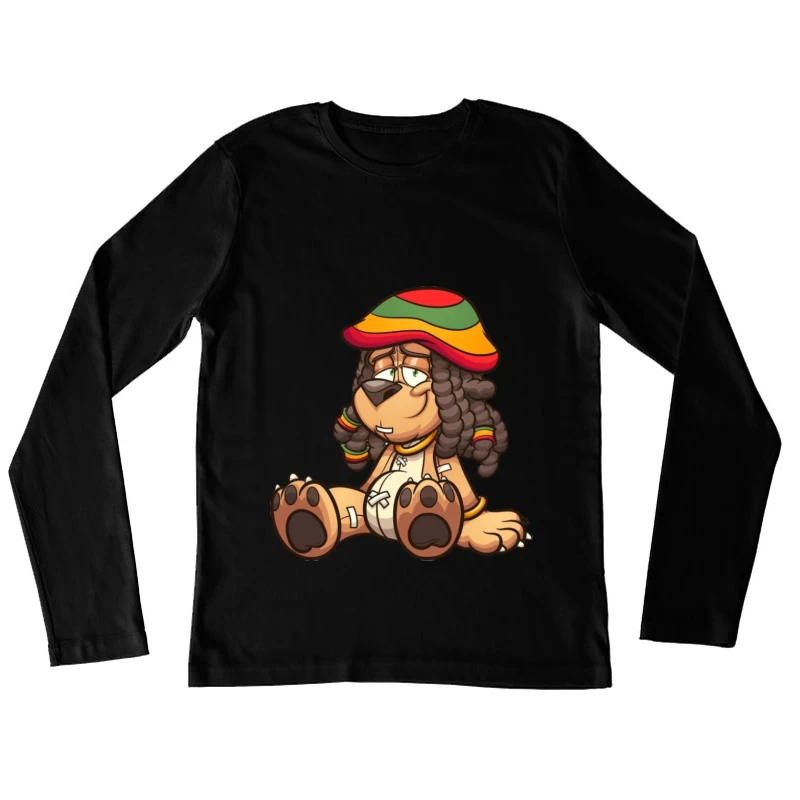 Lustiger Löwe mit Rastamütze Damen Langarm T-Shirt