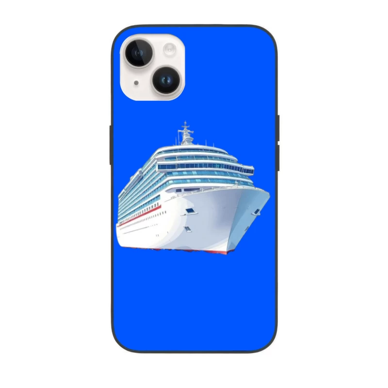 Modern Luxury Cruise Ship in White and Blue Design iPhone Case