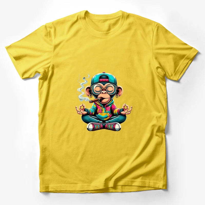 Cartoon Monkey Meditating with Style Male T-Shirt