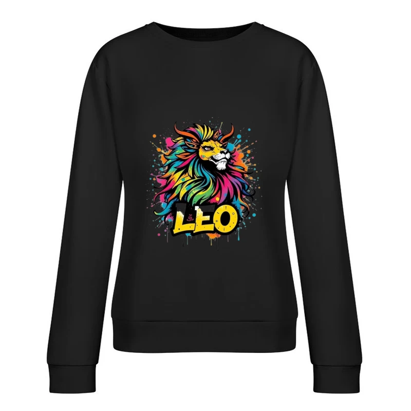 Colorful Leo Zodiac Lion Art Female Pullover Sweatshirt