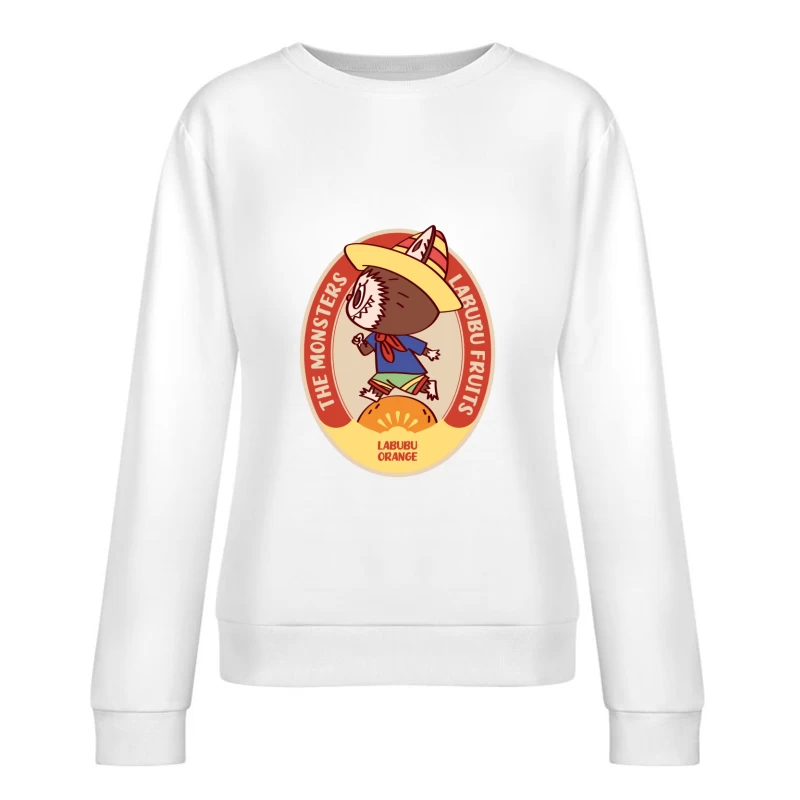 Labubu Orange Aufkleber Damen Pullover Sweatshirt