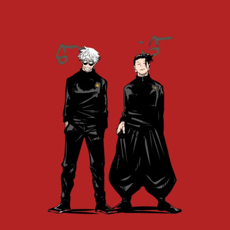 Zwei Charaktere in schwarzer Kleidung Herren T-Shirt