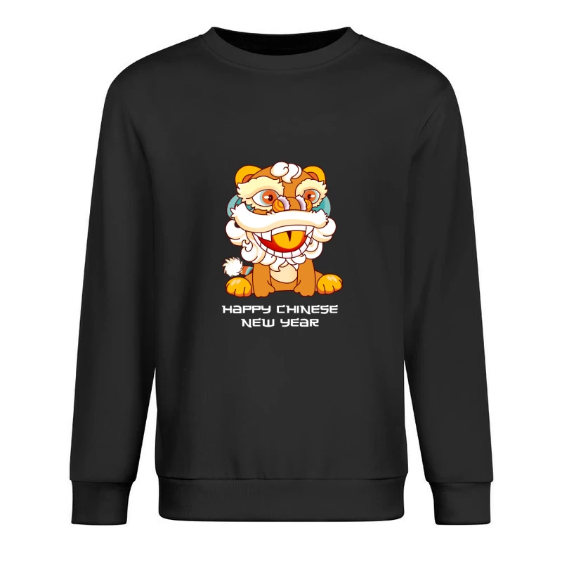 Fröhliches Neujahr mit Löwentanz Herren Pullover Sweatshirt