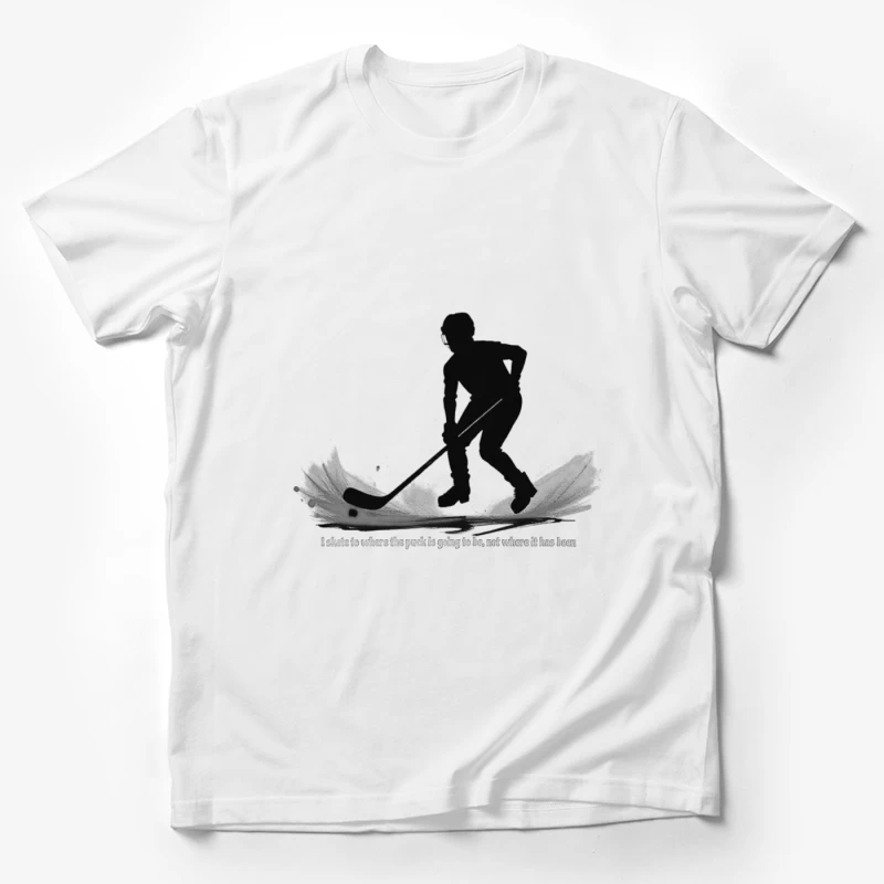 Dynamic Hockey Player Silhouette with Motivational Quote Male T-Shirt