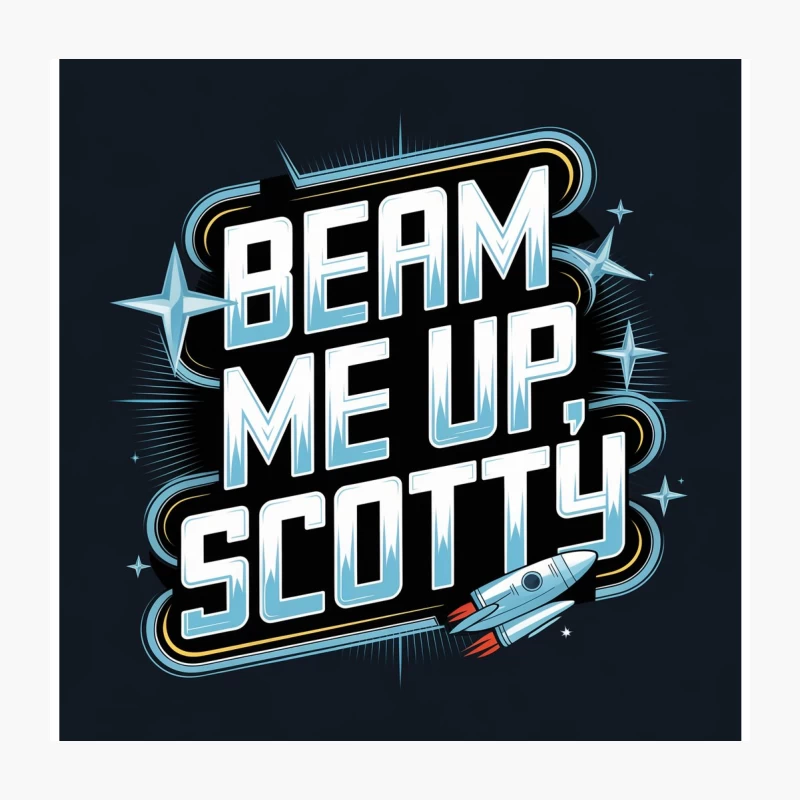 Retro Sci-Fi Typography: Beam Me Up, Scotty Throw Pillow