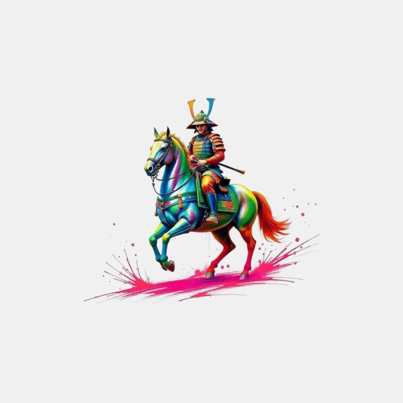 Colorful Samurai on Horseback Male Tank Top