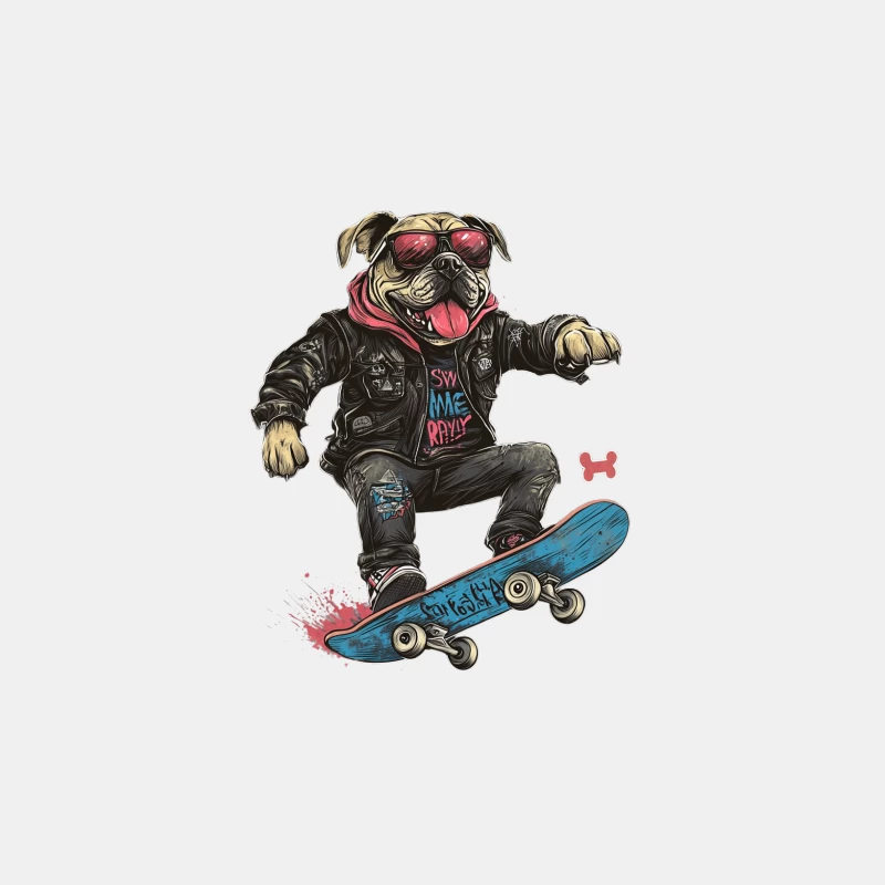 Cool Skateboarding Punk Dog in Leather Jacket Male Tank Top