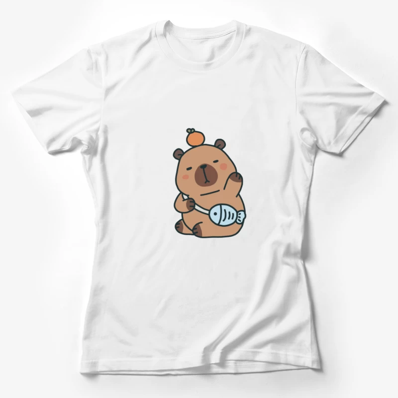 Ours endormi avec poisson et orange Femme T-Shirt