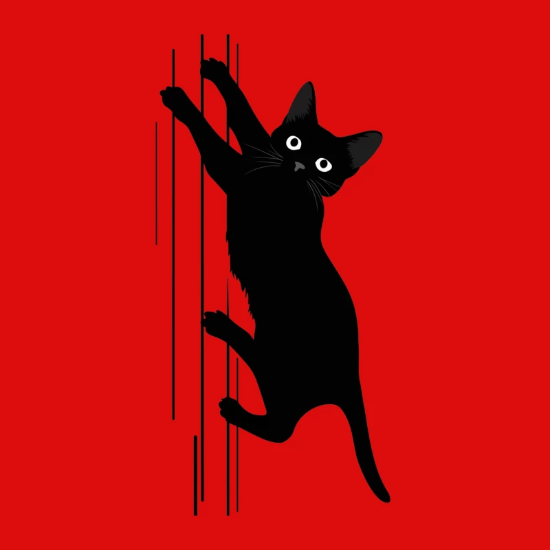 Playful Black Cat Scratching Cartoon Male Tank Top