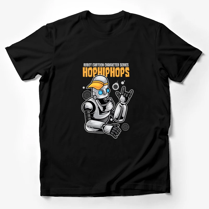 Stylischer Roboter mit orangefarbener Mütze Herren T-Shirt
