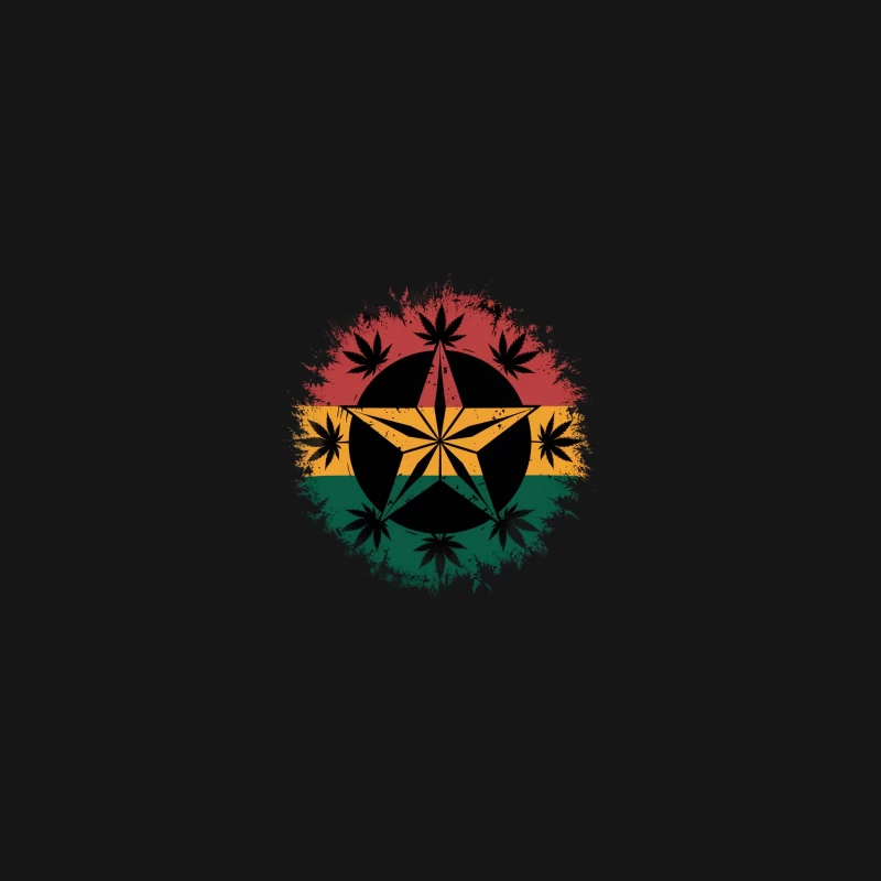 Rastafarian-Inspired Cannabis Symbol with Grunge Effect Desk Mat