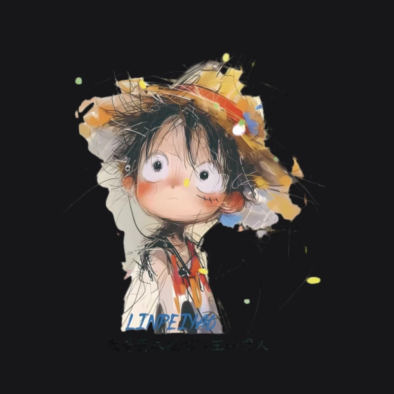 Illustration d'un personnage de dessin animé avec un chapeau de paille Femme Sweat à capuche