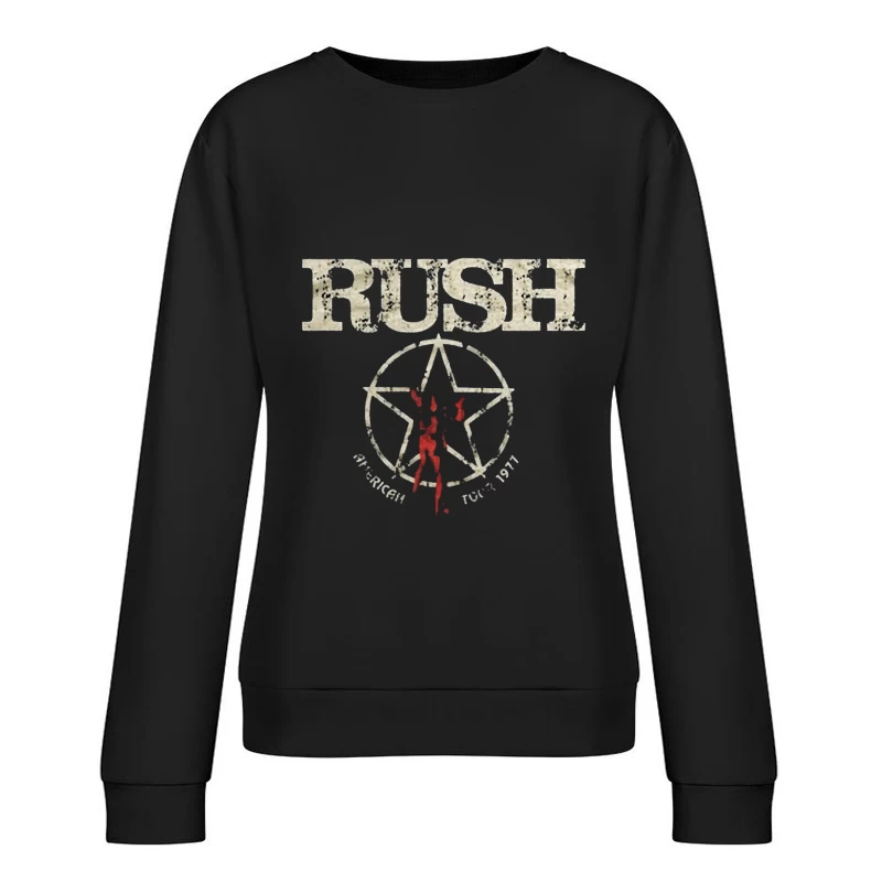 Rush Band Vintage Logo with Pentagram Star Design Female Pullover Sweatshirt