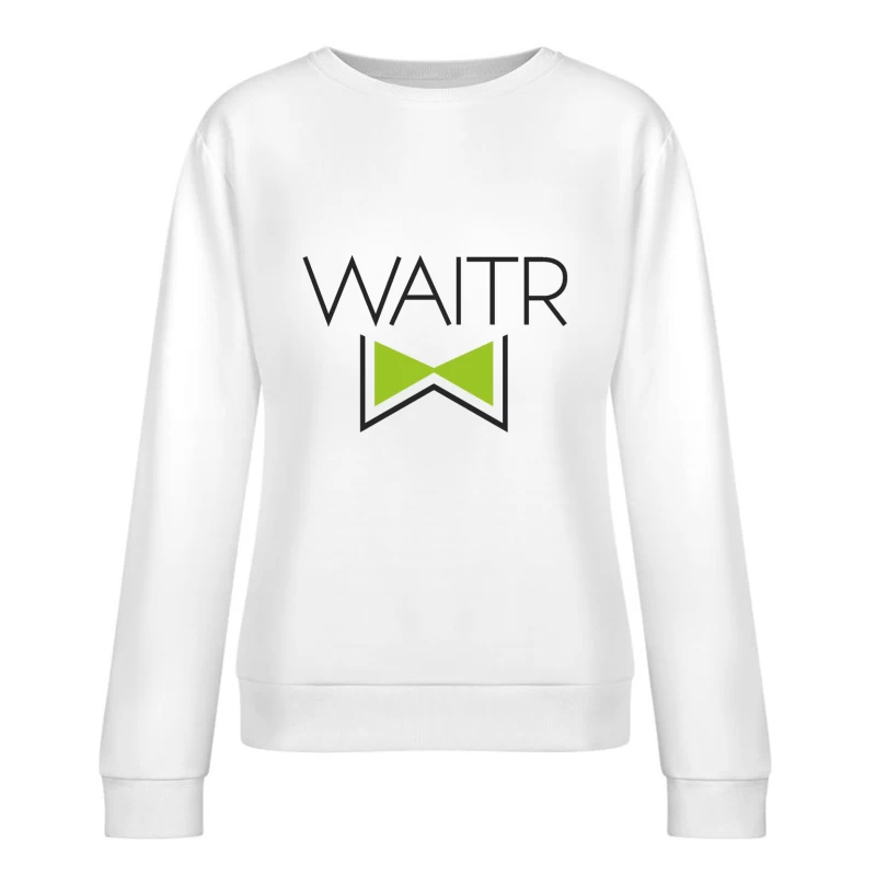 Waitr Food Delivery Service Logo with Green Bowtie Design Female Pullover Sweatshirt