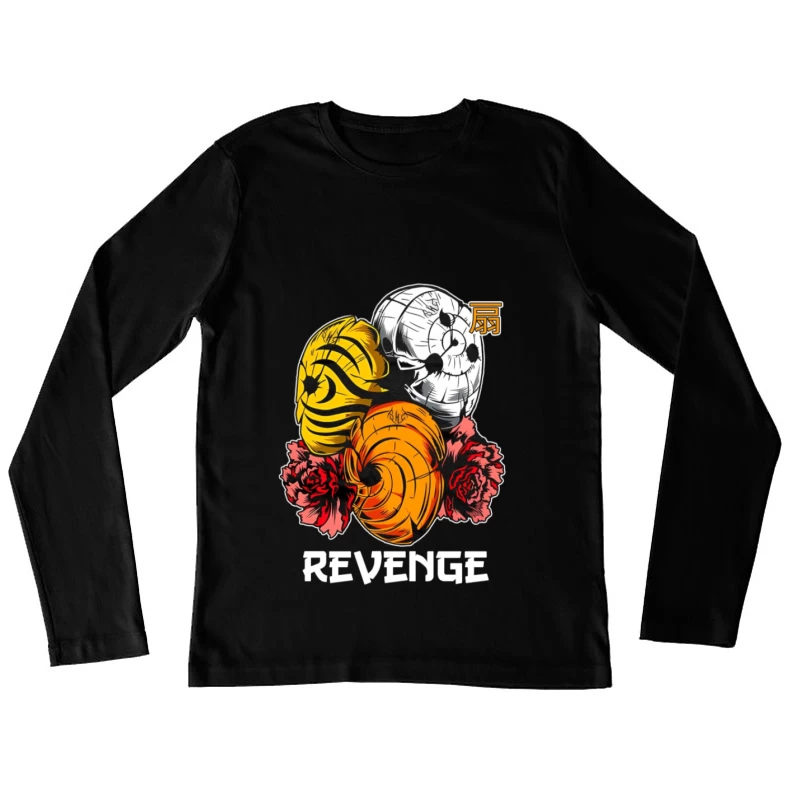 Drei masken und Rosen Design Damen Langarm T-Shirt