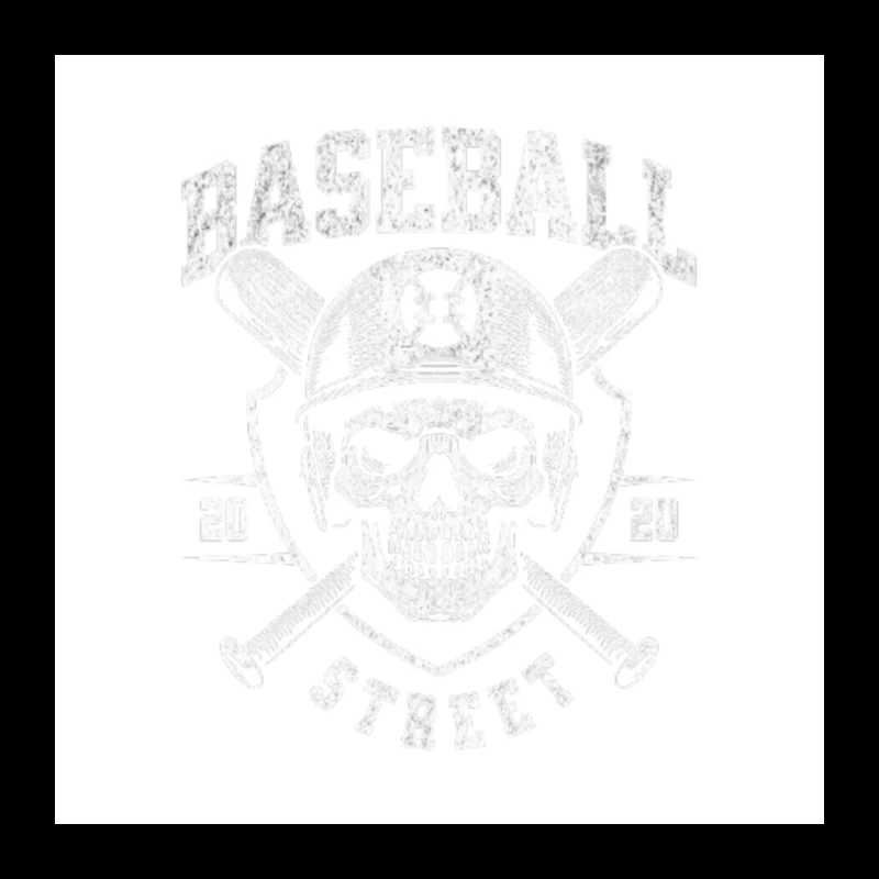 Vintage Baseball Skull with Crossed Bats Monochrome Logo Pin