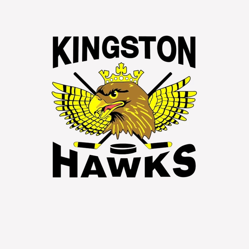 Kingston Hawks Ice Hockey Team Logo with Crowned Eagle Mascot Male T-Shirt