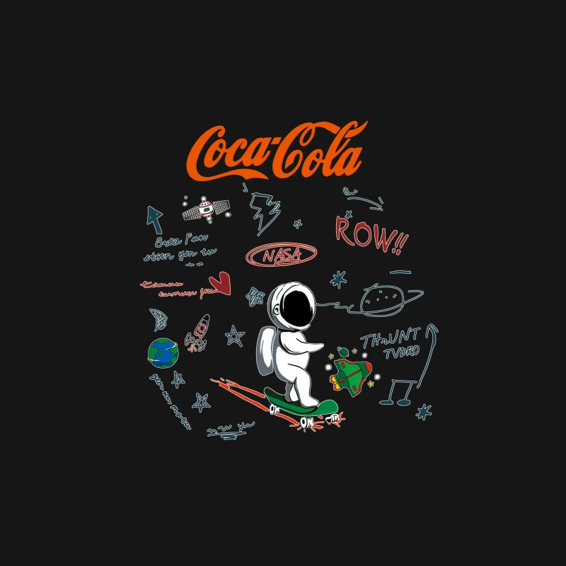 Astro-Skateboarding mit Coca-Cola und NASA Herren T-Shirt
