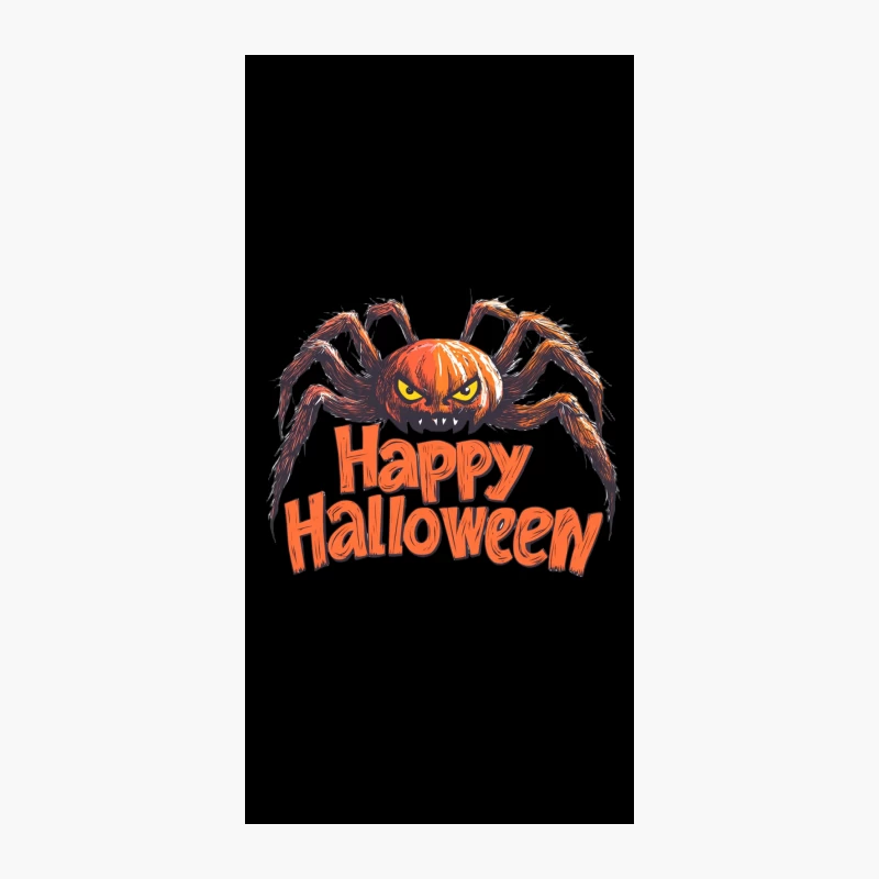 Creepy Halloween Pumpkin Spider Illustration iPhone Case