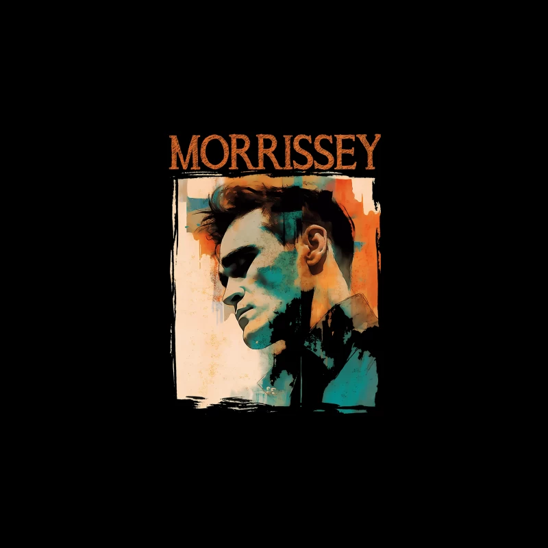 Artistic Watercolor Portrait with Morrissey Typography Tapestry