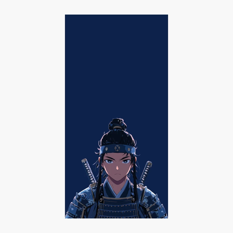 Fierce Anime Samurai in Blue Armor iPhone Case