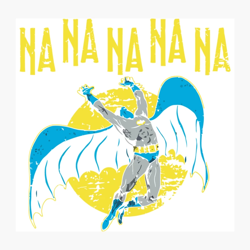 Retro Batman: Dynamic Superhero in Yellow and Blue Throw Pillow