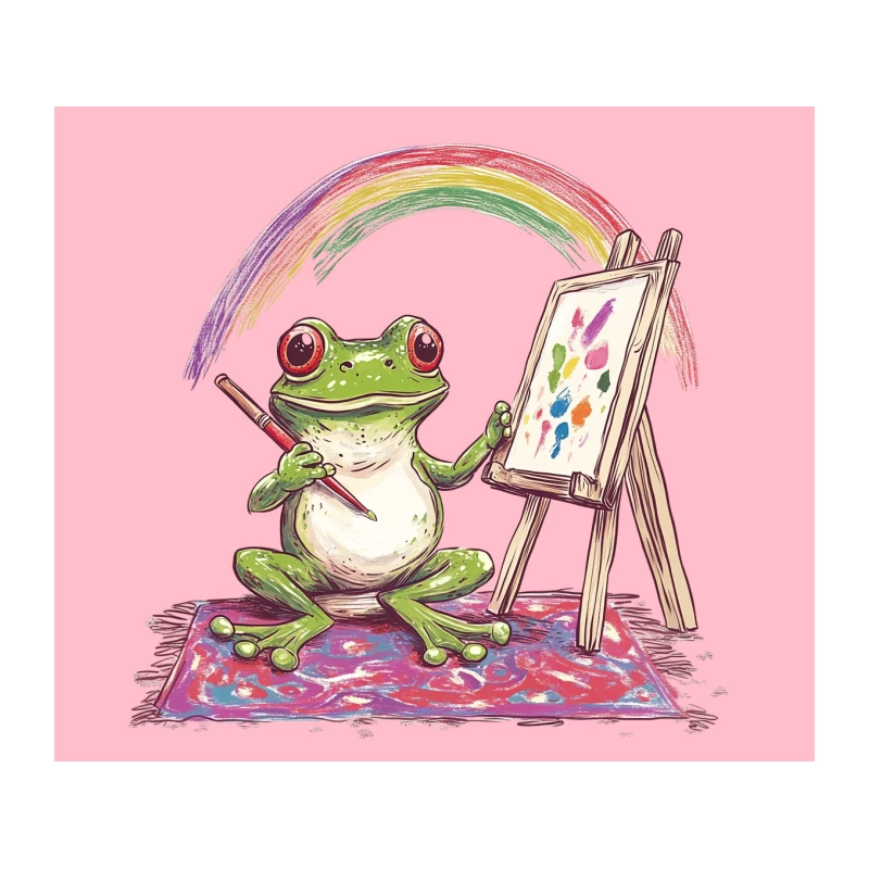 Artistic Frog Painting Rainbow Masterpiece Tapestry
