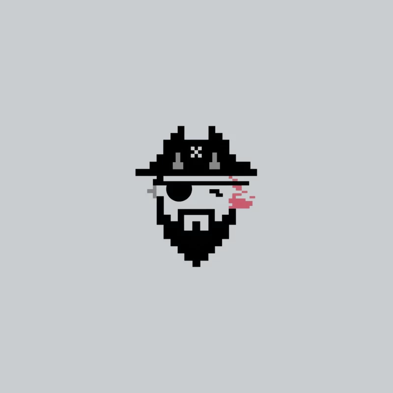Minimalist Pixel Art Pirate Portrait in 8-bit Style Baseball Cap