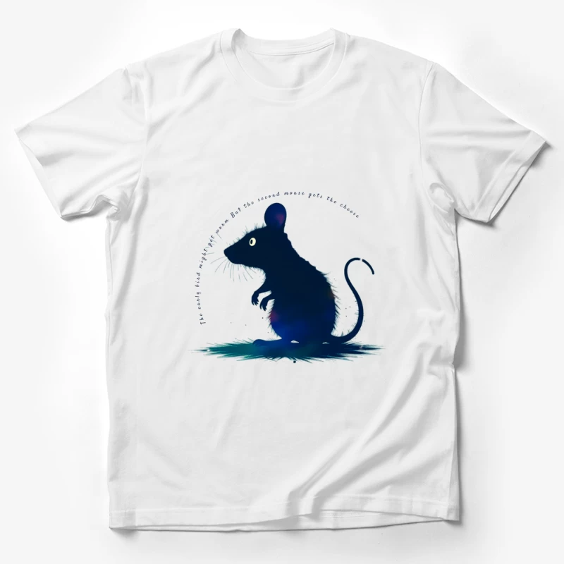 Dark Blue Mouse Silhouette Digital Illustration Male T-Shirt