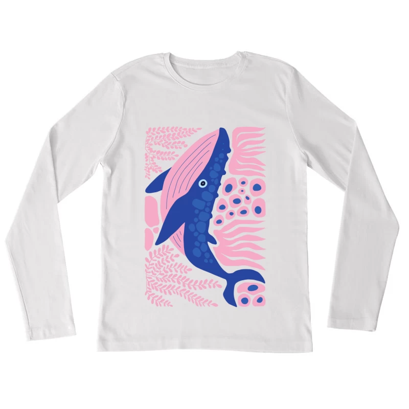 Whimsical Whale in a Coral Dream Female Long Sleeve T-Shirt