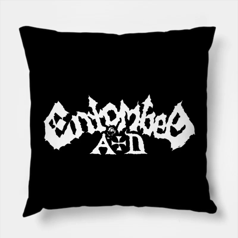 Entombed White Logo Throw Pillow