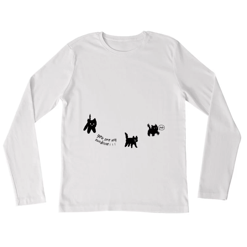 Süße Katzen-Doodle mit Herz Damen Langarm T-Shirt