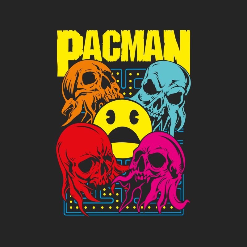 Pac-Man Skull Design Female Pullover Sweatshirt