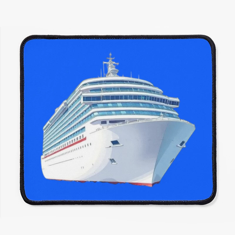 Modern Luxury Cruise Ship in White and Blue Design Mouse Pad