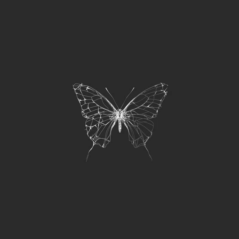 Monochrome Butterfly Sketch: Delicate Line Drawing of Winged Insect Baseball Cap