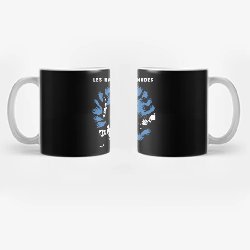 Abstract Blue Hands Map Artwork by Les Rallizes Denudes Coffee Mug