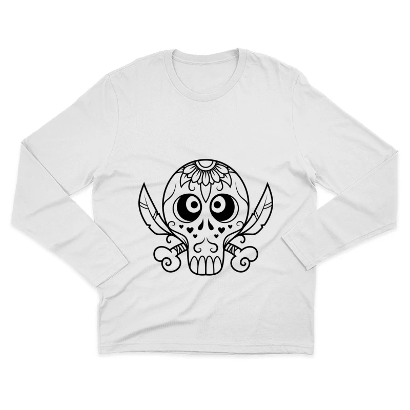 Crâne stylisé avec dagues croisées Homme Manches Longues T-Shirt