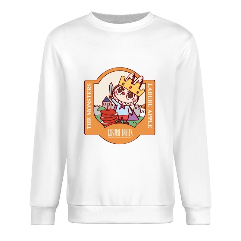 Kleines Monster mit Schwert und Äpfeln Herren Pullover Sweatshirt