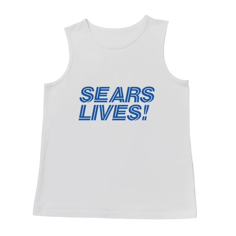 Sears Lives! Blue Text Logo Design Male Tank Top