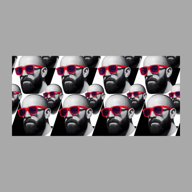 Repetitive Pattern of Bearded Men in Red Sunglasses Female Pullover Hoodie