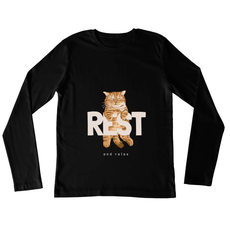 Entspannen Sie sich mit einem schlafenden Kätzchen Damen Langarm T-Shirt