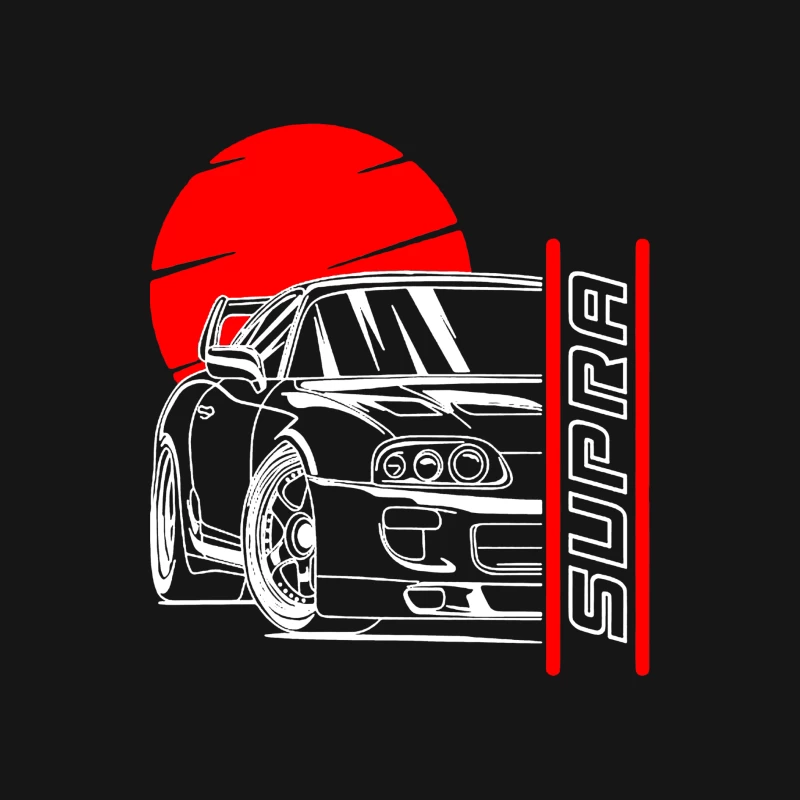 Rotes Auto-Design mit Supra-Schriftzug Damen Langarm T-Shirt