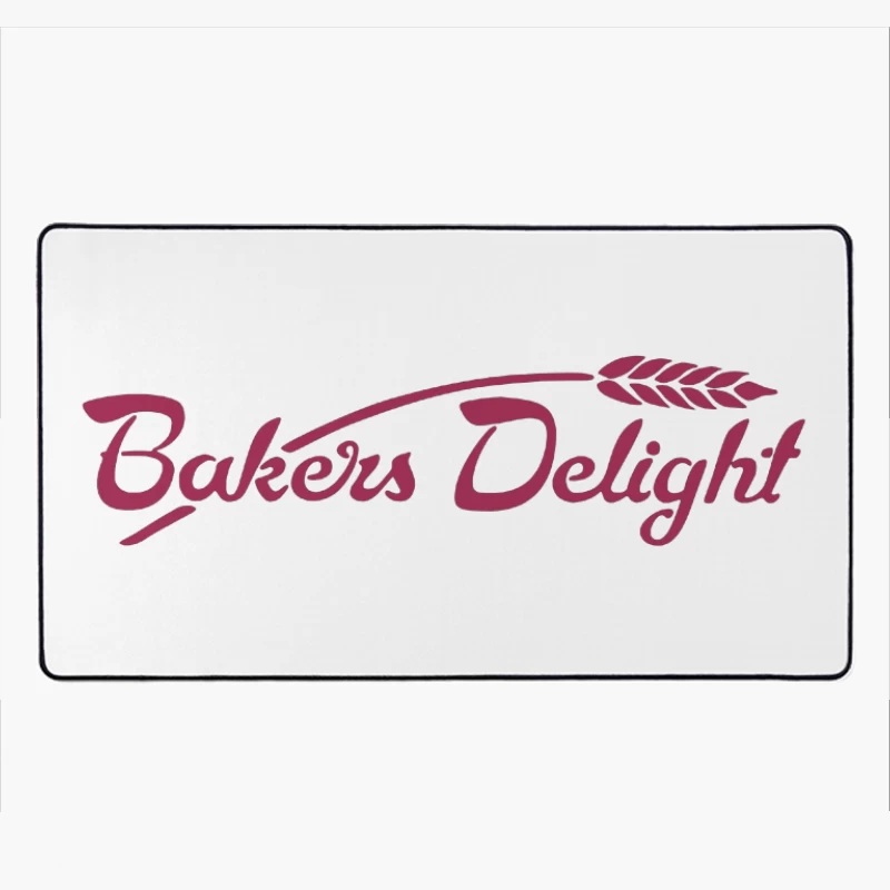 Bakers Delight Burgundy Cursive Logo with Wheat Symbol Desk Mat