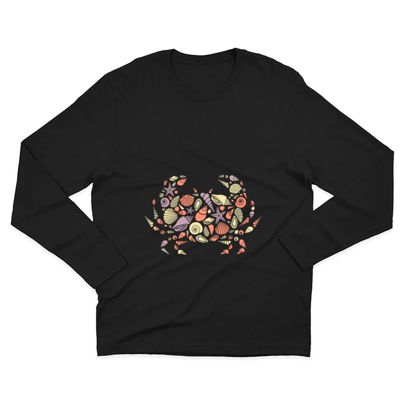 Crabe composé de coquillages colorés Homme Manches Longues T-Shirt